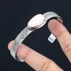 Womens day Deal 925 Sterling Silver Pear Heart Chakra Rhodochrosite Stone Bangle