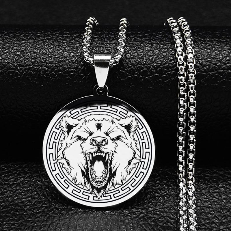 Ожерелья с головой тотема волка, тигра, льва, головы медведя, животное из нержавеющей стали, мужские ожерелья с подвеской для женщин