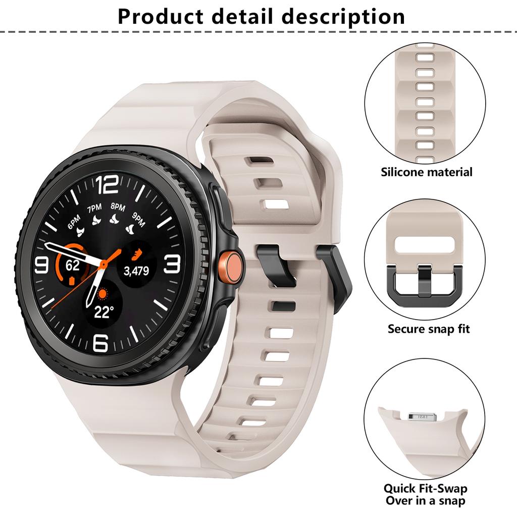 Watch Band for Samsung Galaxy Watch8 44mm/40mm/Watch8 Classic 46mm Wave Shape Silicone Strap