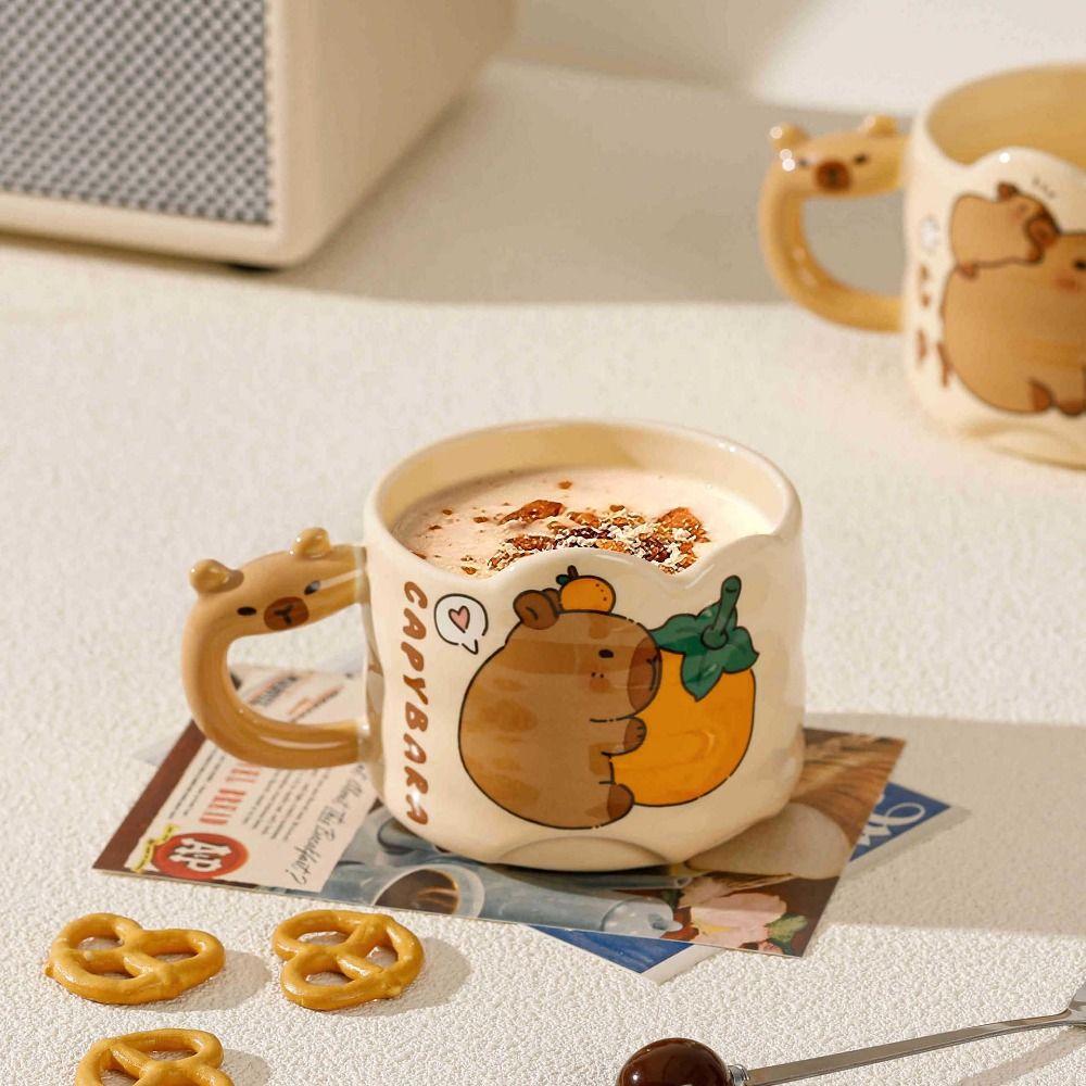штабелируемая мультяшная кружка с капибарой, удобная ручка, посуда на тему капибары, для питья