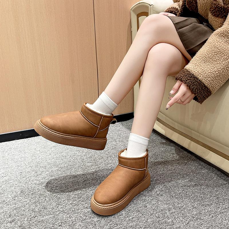 Большие зимние ботинки на толстой подошве женские 2024 новые ретро модные темпераментные повседневные ботинки удобные большие хлопковые ботинки