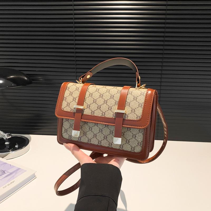 Bag Fashion Small Square Bag Textured Pu Portable Shoulder Bag Niche Retro Messenger Bag