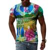 Summer Funny Graffiti Trend Fashion Pattern Men Tshirts Casual Print Hip Hop Tees Personality Round Neck Short Sleeve Tops