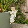 Weather Resistant Garden Art Vintage Angel Girl Statue, Planter Climber Cute Unique Holiday Gift Ideas Resin Figurine for Flower Pot Edge Decor