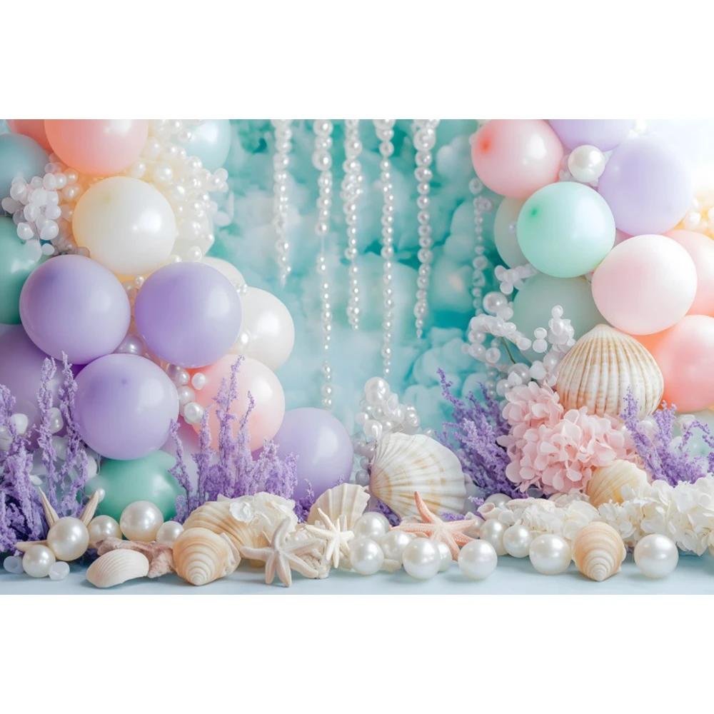 Underwater World Mermaid Theme Photography Background Girls Birthday Party Cake Smash Baby Shower Decor Backdrop Photo Props