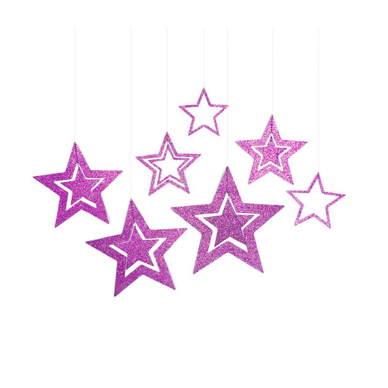 7pcs/lot Twinkle Star Paper Pendant Garland Ornaments Christmas Decorations for Home New Year Natal Noel Decor Navidad 2020