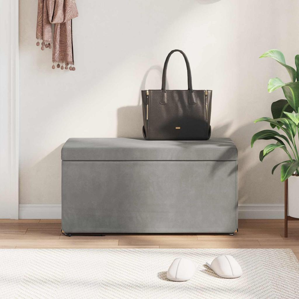 Stool Light Grey 81 x 41 x 40 cm Velvet and Engineered Wood