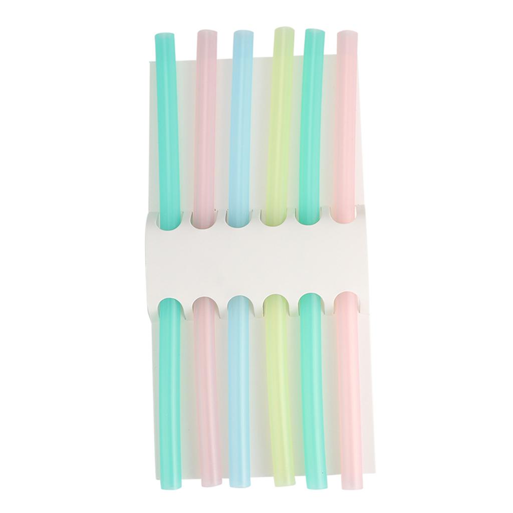 6pcs Silicone Soft Reusable Drinking Straws Flexible Straws for Over 6 Months Old Children