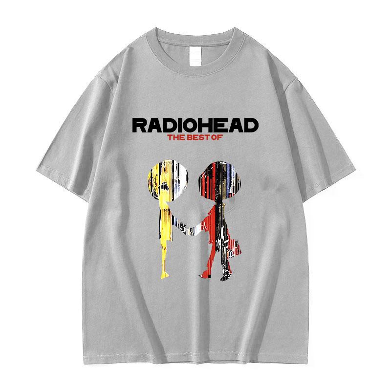 Британская группа Radiohead Тур Графические Футболки Унисекс Винтажные Готические Оверсайз Хлопковые Футболки Унисекс Подарок для Фанатов Панк Одежда Футболки Топы