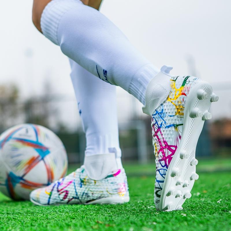 Unisex Football Boots Men's High -top Elastic Socks Mouth Leather Art Lawn Long Nail Football Shoes Children Big Size Football Boots