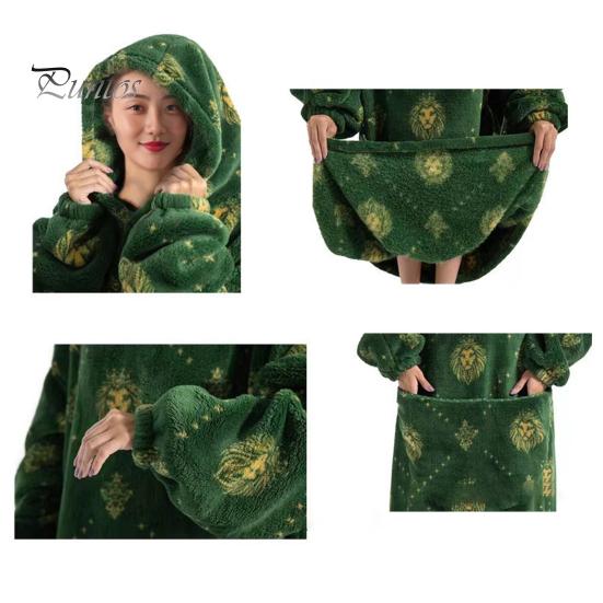 Очень длинная толстовка-одеяло для женщин и мужчин, большое мультяшное одеяло с капюшоном, теплое фланелевое одеяло с рукавами и гигантским карманом