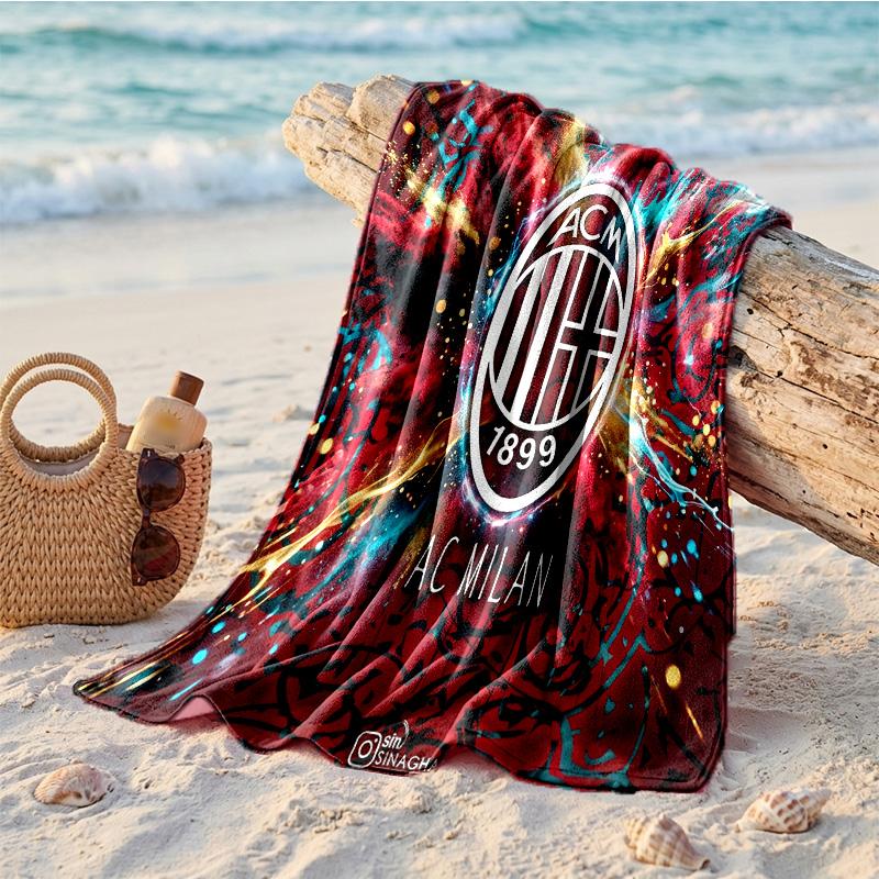 Пляжное полотенце из микрофибры с принтом AC Milan, быстросохнущее, впитывающее, большого размера, для пляжа, плавания, путешествий