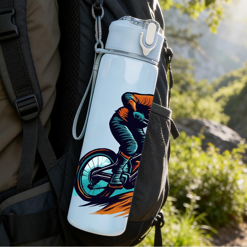 1PC Mountain Bicycle Rider 750ml Color Plastic Sports Water Bottle Leakproof Flip Straw Lid Suitable for Sports Office Home Use