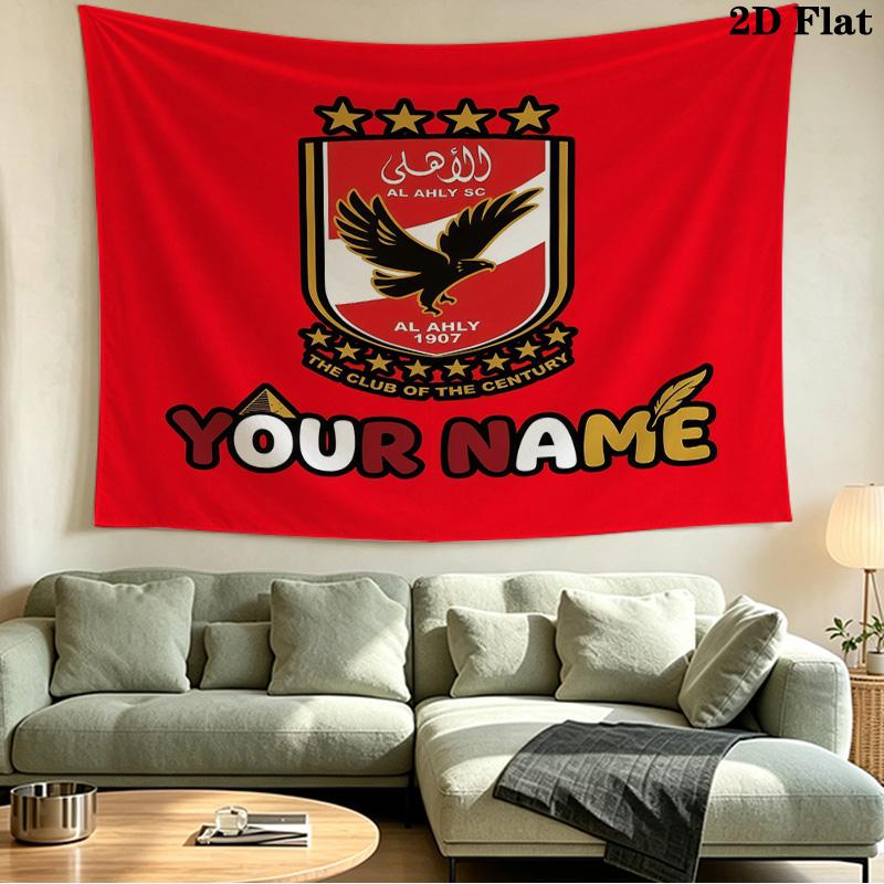 Custom Name Al Ahly SC Printed Tapestry – Wall Hanging for Bedrooms, Dorms, and Home Decor
