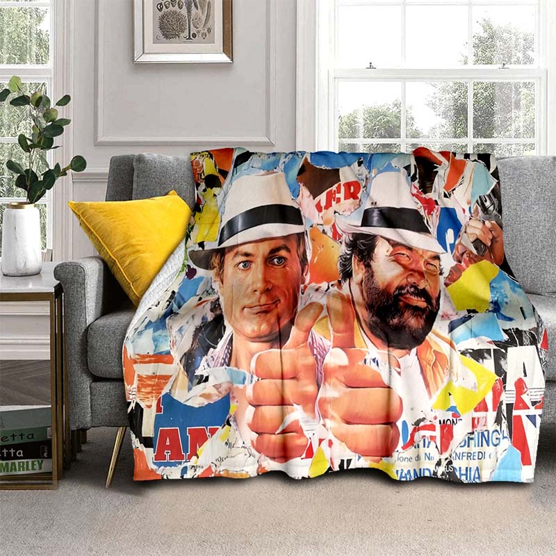 Bud Spencer Terence Hill Throws Throws Blanket for Kid Sofa Travel Hiking Picnic Beding Super Soft Flannel Blanket birthday gift