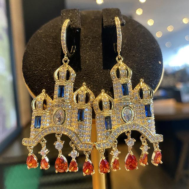 Серьги с иглами из серебра 925 пробы, серьги со сказочным замком для девочек, милые серьги, женские украшения, подарок на вечеринку