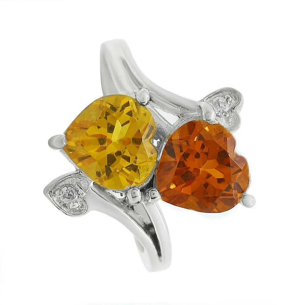 Женское подарочное кольцо на годовщину с натуральным желтым и оранжевым сапфиром, серебро 925 пробы