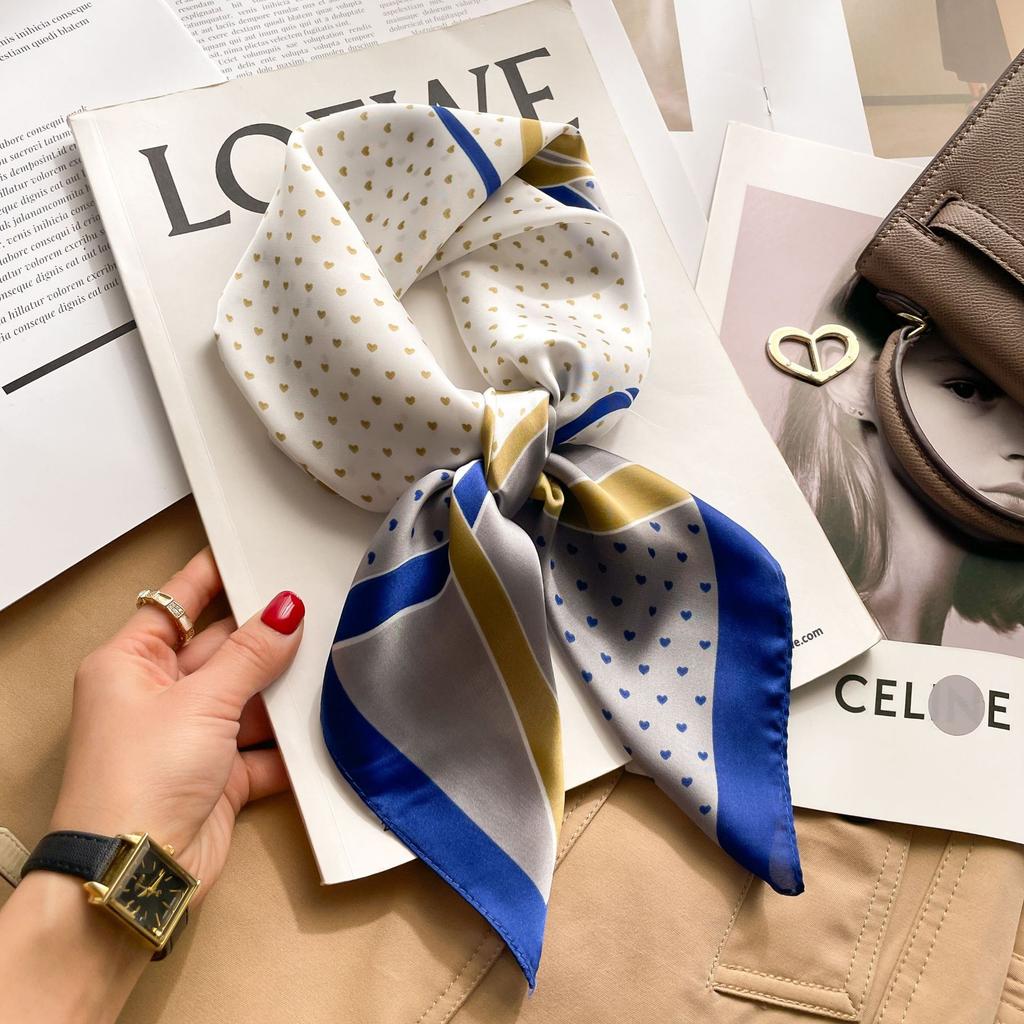 Brand Floral Print Silk Square Scarf Women Soft Satin Kerchief Hairband Neckerchief Head Hijab Lady Headband Foulard Bag Ribbon