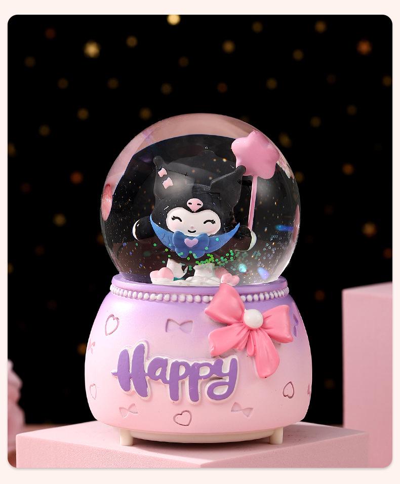 Cartoon Couple Crystal Ball Resin Snow Globe Music Box Toy