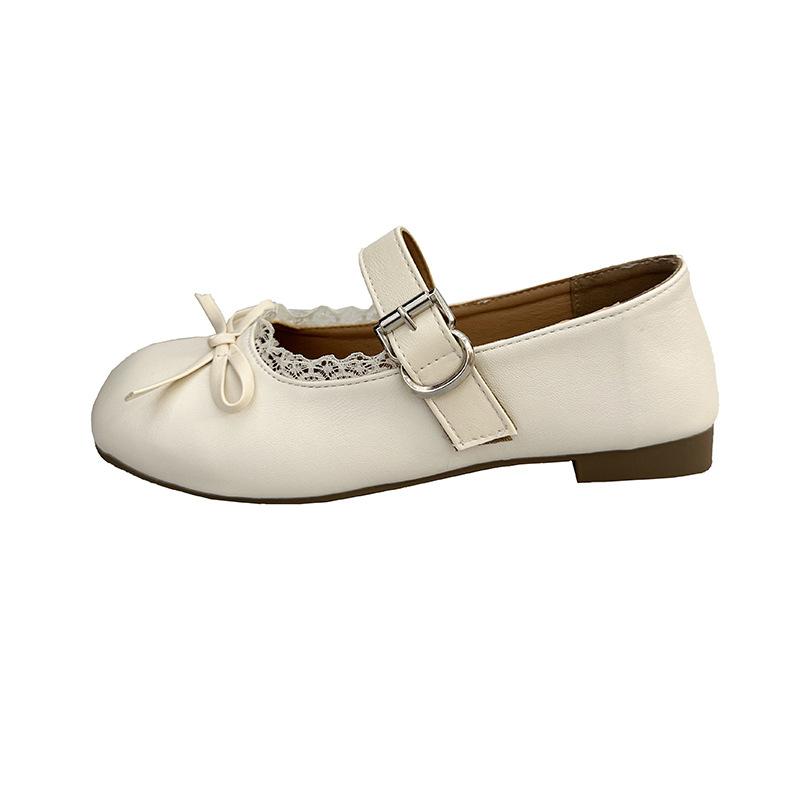 Туфли Мэри Джейн на плоской подошве с квадратным носком и ретро-бантом, женские, новые весенне-летние 2025 года, для ношения с юбкой, французские туфли Мэри Джейн на мягкой подошве
