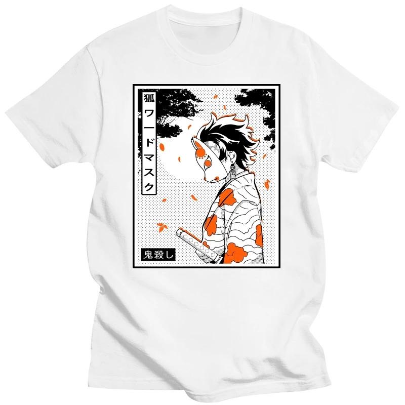 Футболка Kimetsu No Yaiba с изображением демона, рассекающего демонов, мужские хлопковые футболки, футболки с аниме-мангой, с коротким рукавом, модная уличная футболка большого размера