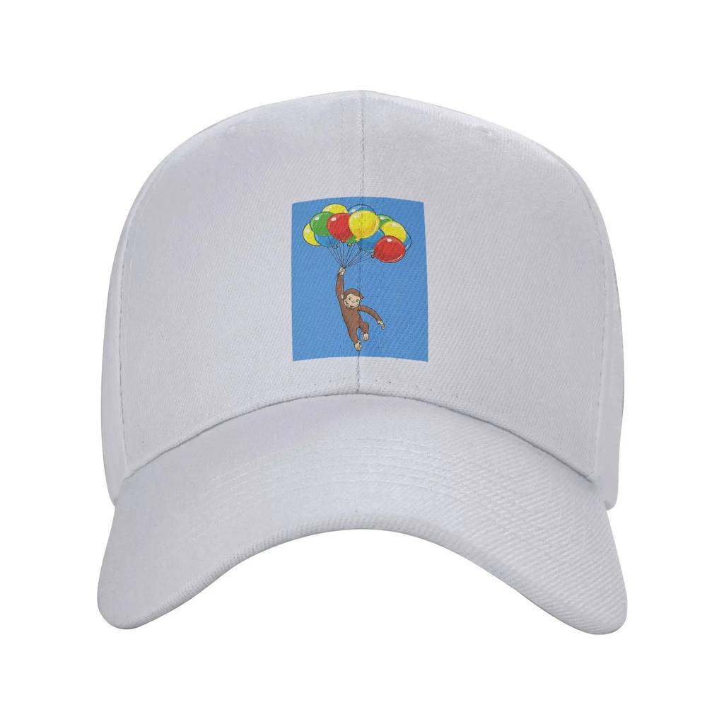 Curious George with balloons Baseball Caps Snapback Fashion Baseball Hats Breathable Casual Casquette Outdoor Men's And Women's