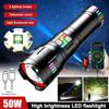 High Power LED Flashlight Zoomable Type-C Rechargeable Torch Lamp Long Range Ultra Powerful Flashlight Camping Lantern