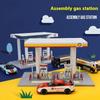 1/43 1/64 Bay Gas Station Assembly Model Children's Toy Scene Alloy Car Set, Suitable for Boys Over 3 Years Old