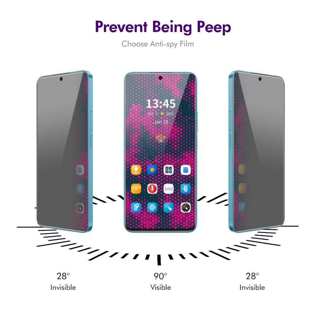 ENKAY HAT PRINCE 5Pcs For Realme Narzo 60x 5G 28-Degree Anti-Spy Screen Protector Full Coverage