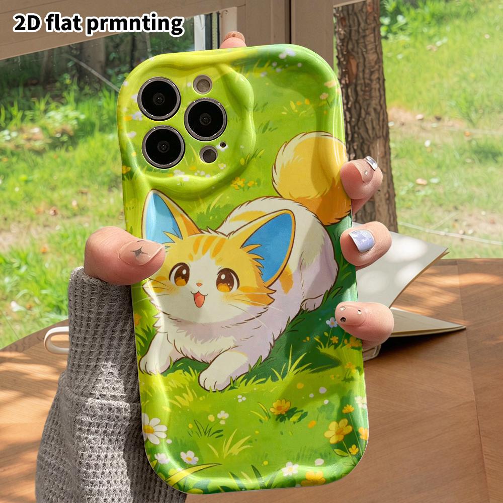 Phone case: 2D flat design suitable for iPhone 18 17 16 15 14 13 Pro protective case, fluffy kitten, perfect Christmas and Halloween holiday gift