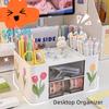 Kawaii Destop Organizer with Sticker Multi-function Lagre Capacity Drawer Stationery Holder Jewelry Hairclip Storage Student