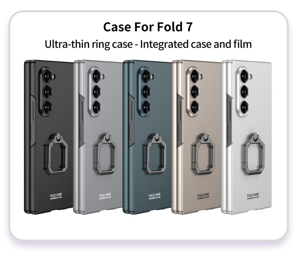 Чехол для Samsung Z Fold7: Квадратная подставка-кольцо, Встроенный чехол, Персонализированная пленка, Защитный чехол от падений для мужчин и женщин