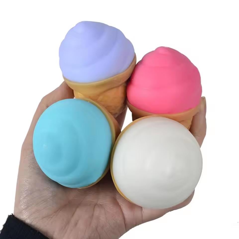 Cute Ice Cream Squishy Stress Ball, Soft TPR Simulation Food Squeeze Fidget Toy, Anti-Stress Anxiety Relief Sensory Toy
