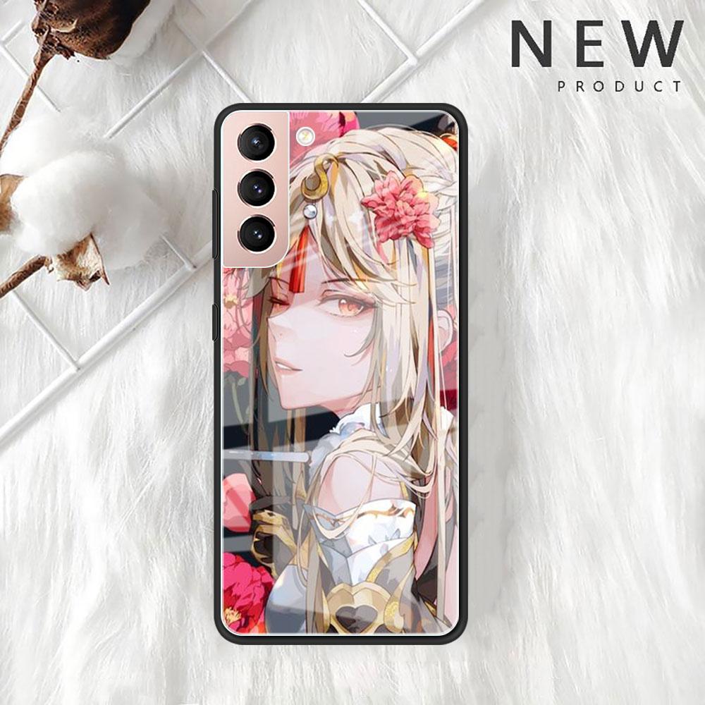 Чехол Genshin Impact Raiden Shogun Baal Glass для Samsung Galaxy S22 S20 FE S21 Plus, чехол для телефона S10 5G S9 Note 20 Ultra 10 Shell