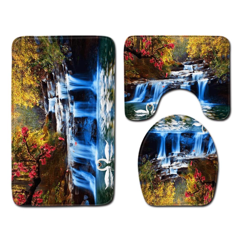 Bathroom Floor Mat Bathroom Mat Toilet Three-Piece Set