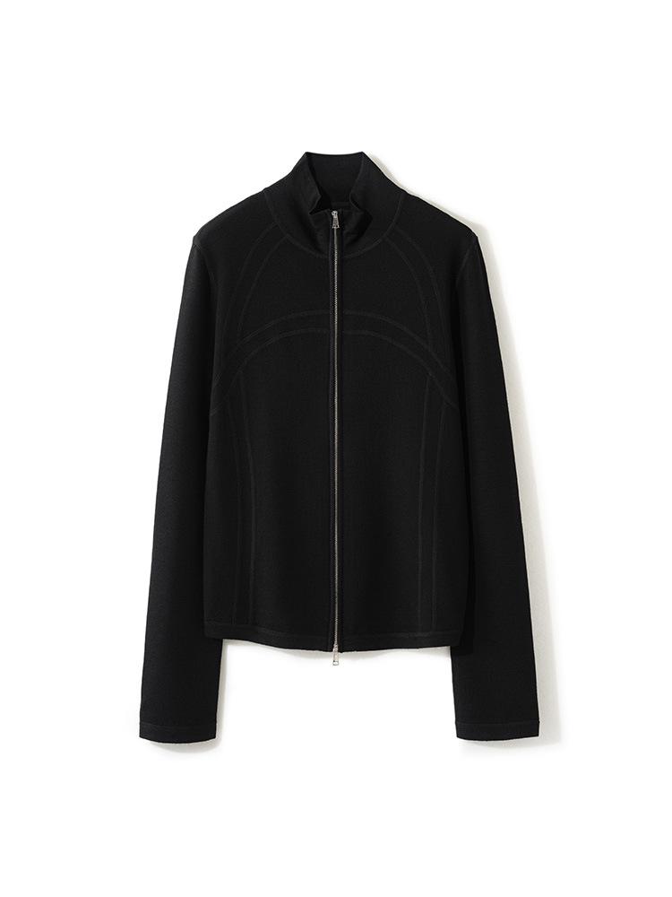 2026 Women's Slimming Wool Zip-Up Jacket with Stand Collar