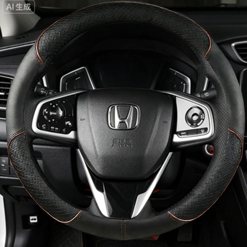 ZLQ4 Hand-Stitched Black Microfiber Leather Steering Wheel Cover For Honda Civic 10 2016-2019 CRV CR-V 2017-2019 Clarity 2016-2018