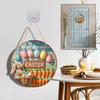 Пасхальный деревянный приветственный дверной знак с заячьими ушками, красочный дверной подвесной знак в виде яйца спереди