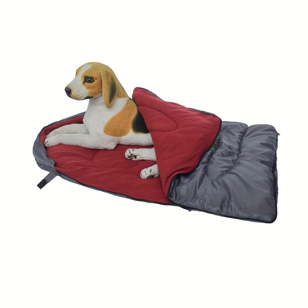 Fleece Camping Dog Bed Zippered Winter Waterproof Outdoor Pet Sleeping Bag - Padded and Comfortable for Pets