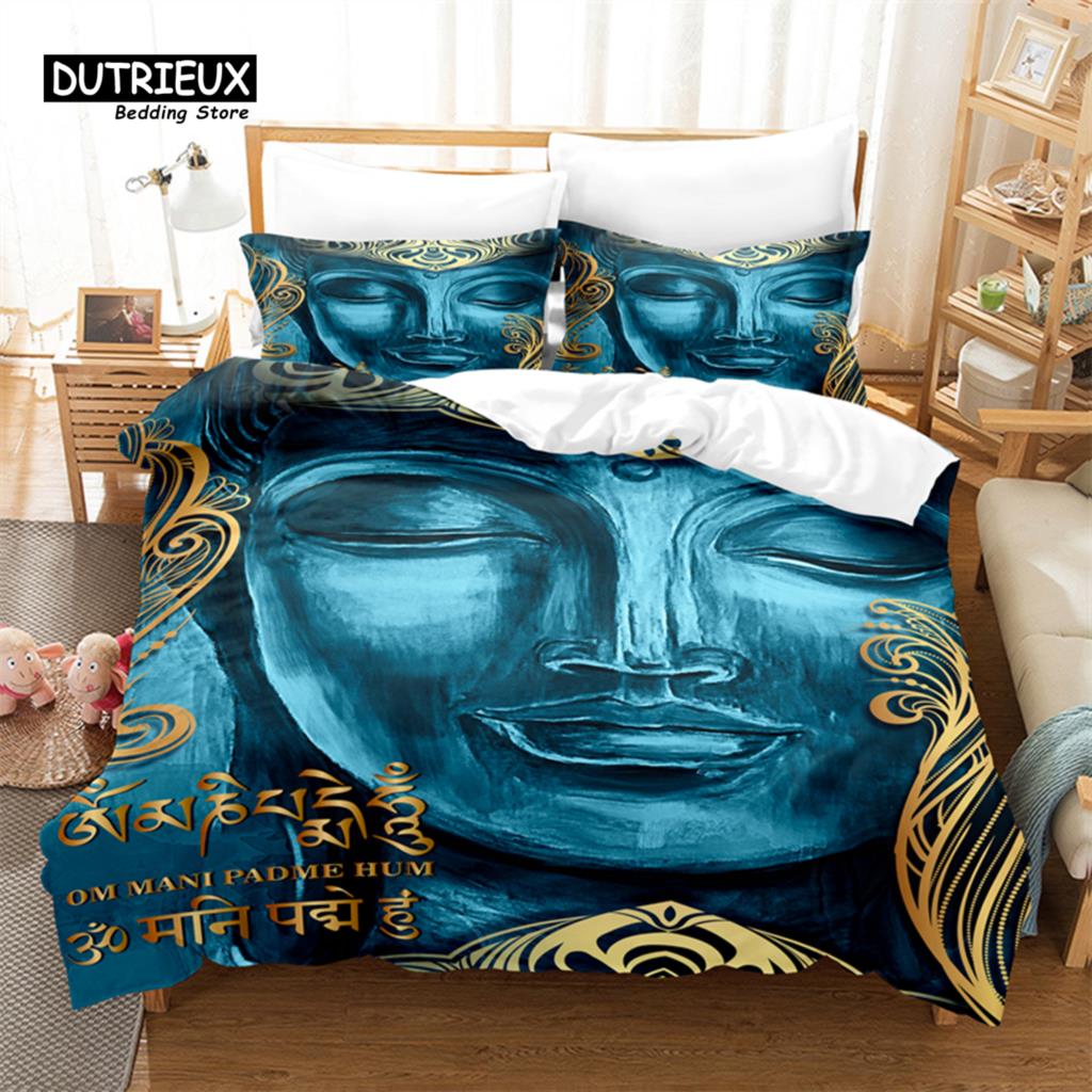 Пододеяльник со статуей Будды, модный комплект постельного белья, мягкий, удобный, дышащий, для декора спальни и гостевой комнаты