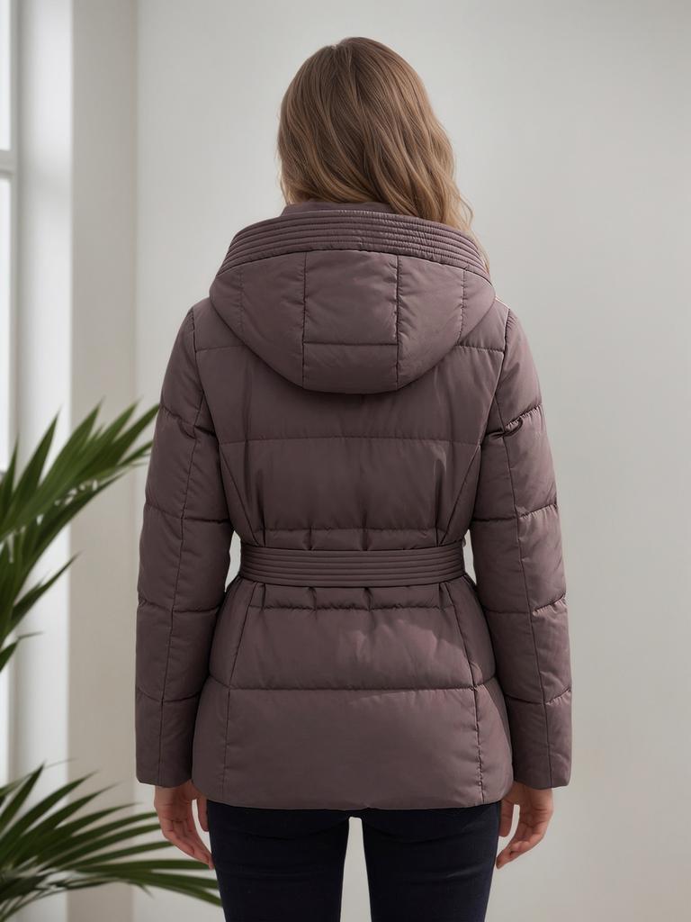 Down cotton clothes women's medium and long European and American trend lace-up cotton clothes slim and thin hooded cotton-padded jacket