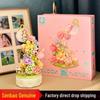 Senbao 611050 Building Blocks Flower Language Tea Music Box Gift for Girlfriend - Valentine's Day Assembled Bouquet Blocks