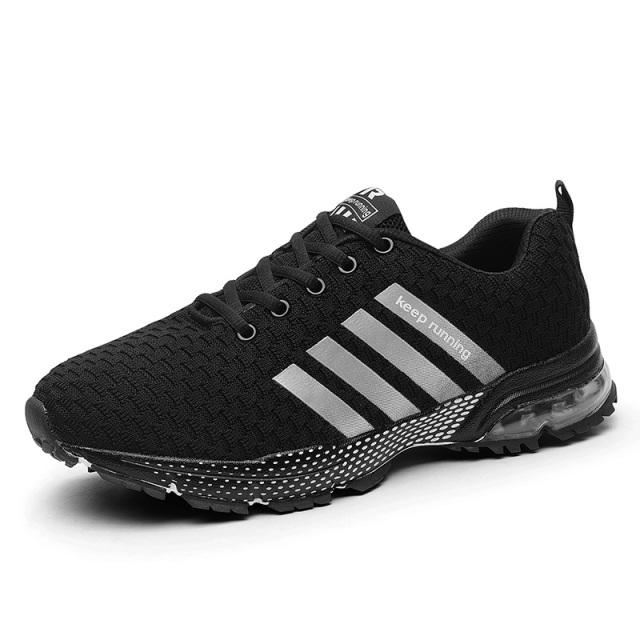 Running Shoes Breathable Men 'S Sneakers Fitness Shoes Air Cushion Outdoor Sports Shoes Platform Flying Woven Lace -Up Shoes