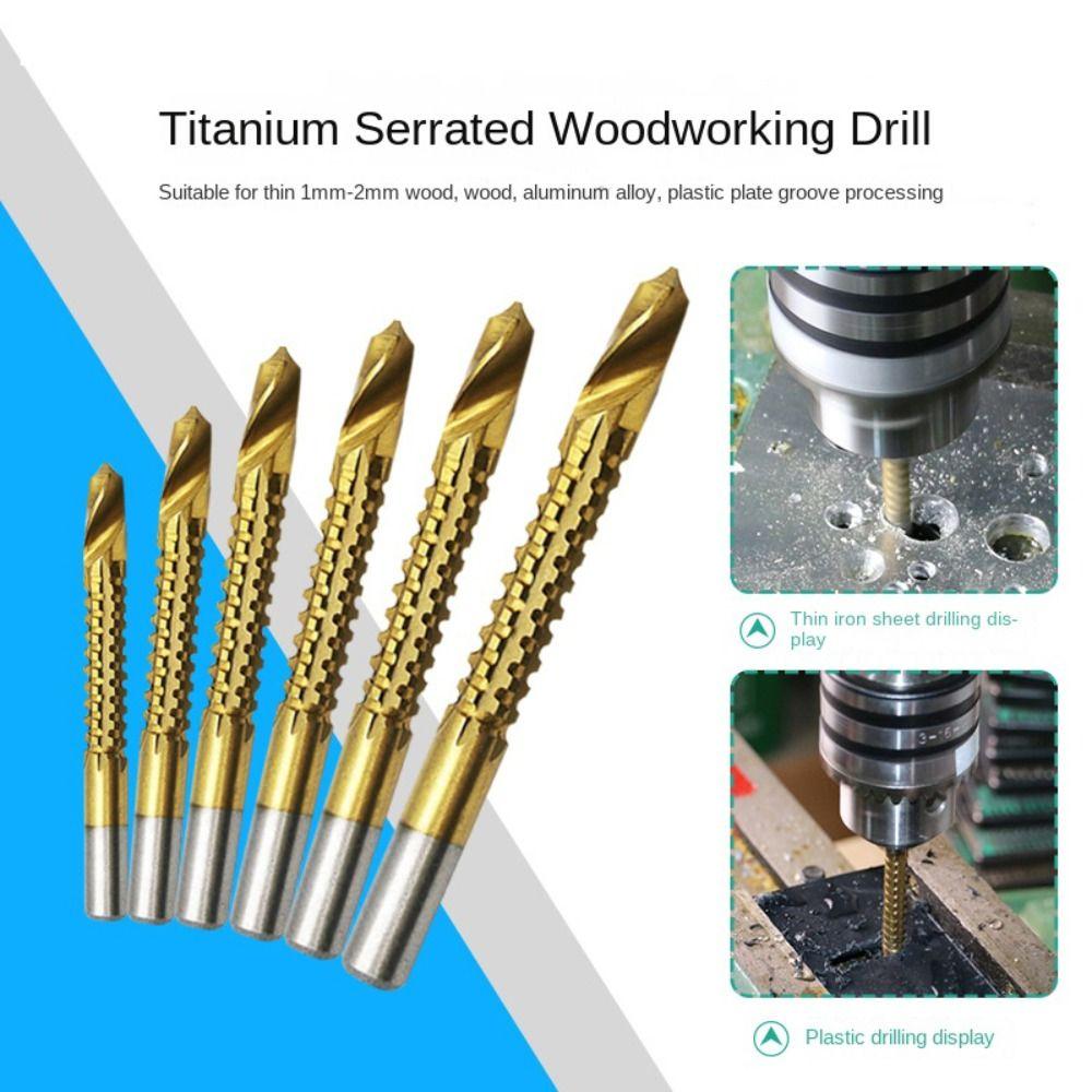 6Pcs/Set High Speed Steel High Speed Steel Drill Bit 3-8mm Serrated twist drill bit