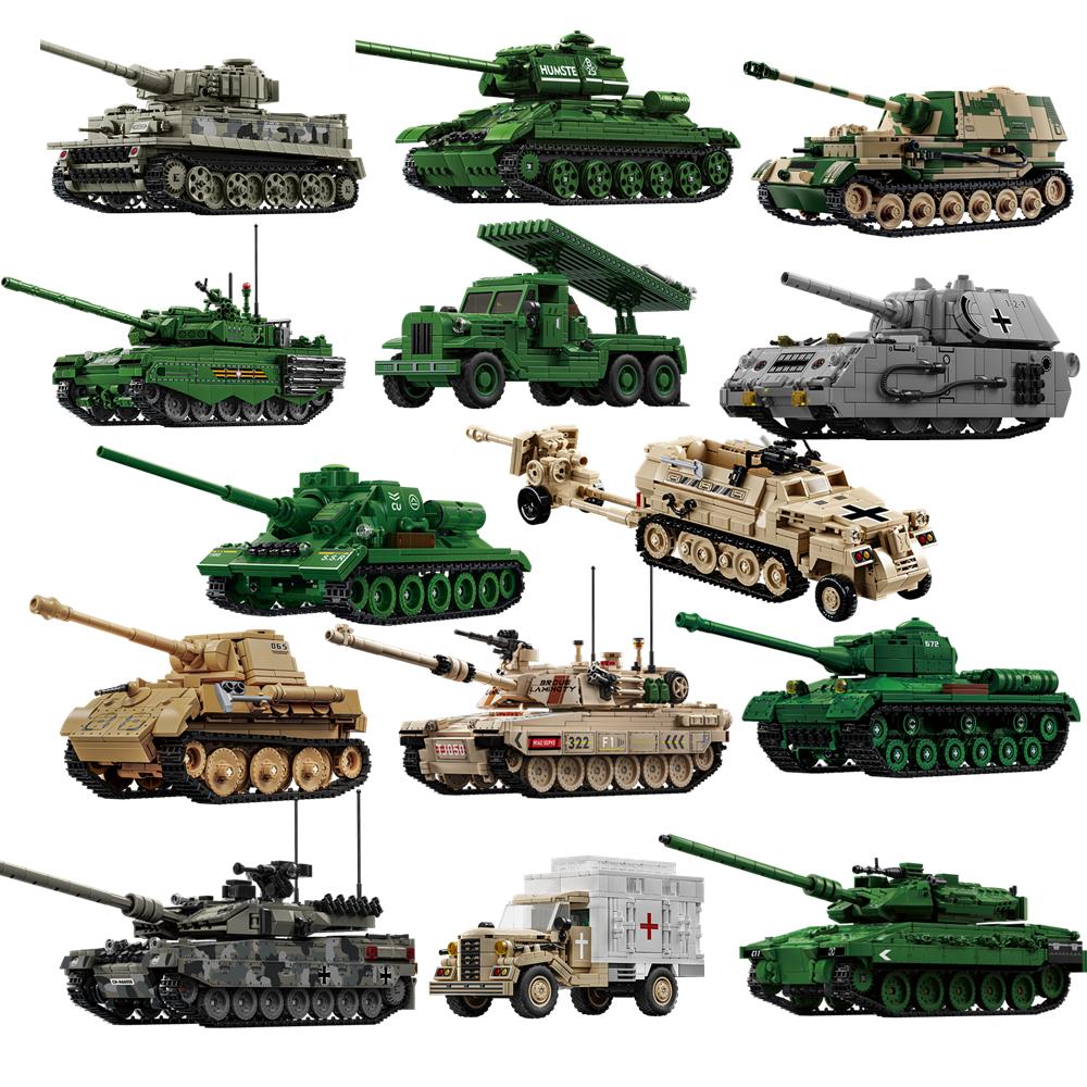 Военный Танк Основного Боя Армии MOC Вторая Мировая Война Бронированные Машины Истребители Фигурки Солдат Набор Строительных Блоков Набор Блоков Кирпичей Для Детских Игрушек Игровые Наборы