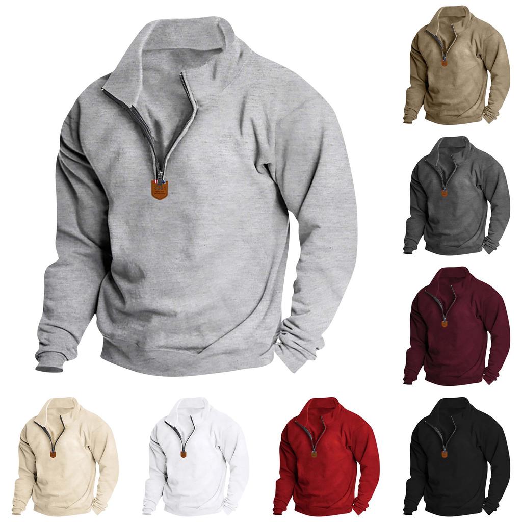 Весенне-осенняя мужская толстовка с воротником-стойкой на открытом воздухе, повседневные свитера, топы