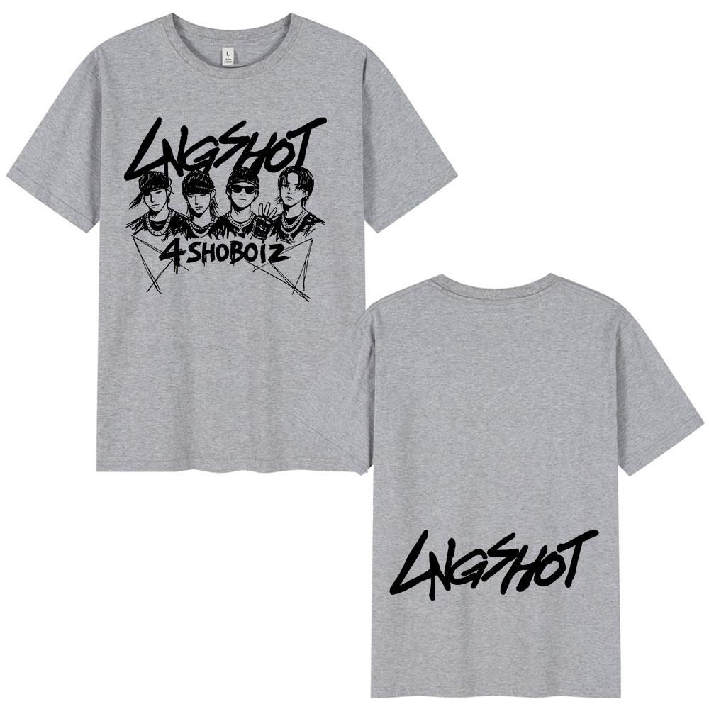 Korean Kpop Hip Hop Group Lngshot T-shirt Men's Women Clothing Fashion Harajuku Short Sleeve Cotton Tees Streetwear Fan Gifts