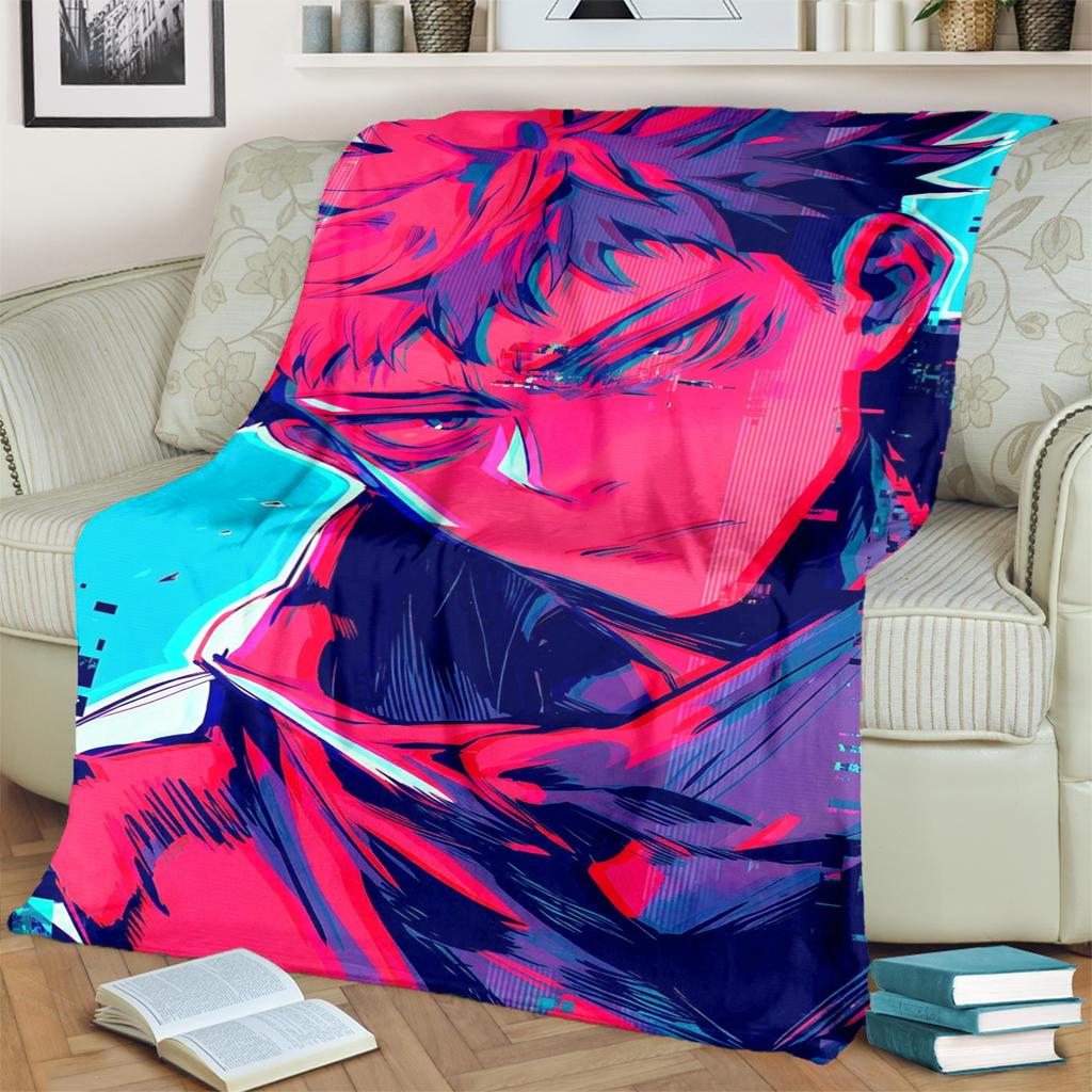 Jujutsu Kaisen Themed Flannel Blanket Warm Comfortable for Bedrooms, Sofas, Beds, Chairs, Picnics, Travel