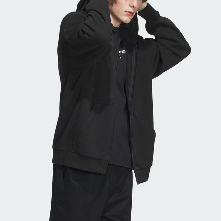 Adidas Тяжелая французская махровая куртка с капюшоном и логотипом Мужская верхняя одежда черная IT3963