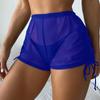 Women's Mesh Transparent Bikini Cover Summer Beach Shorts Drawstring Swimwear